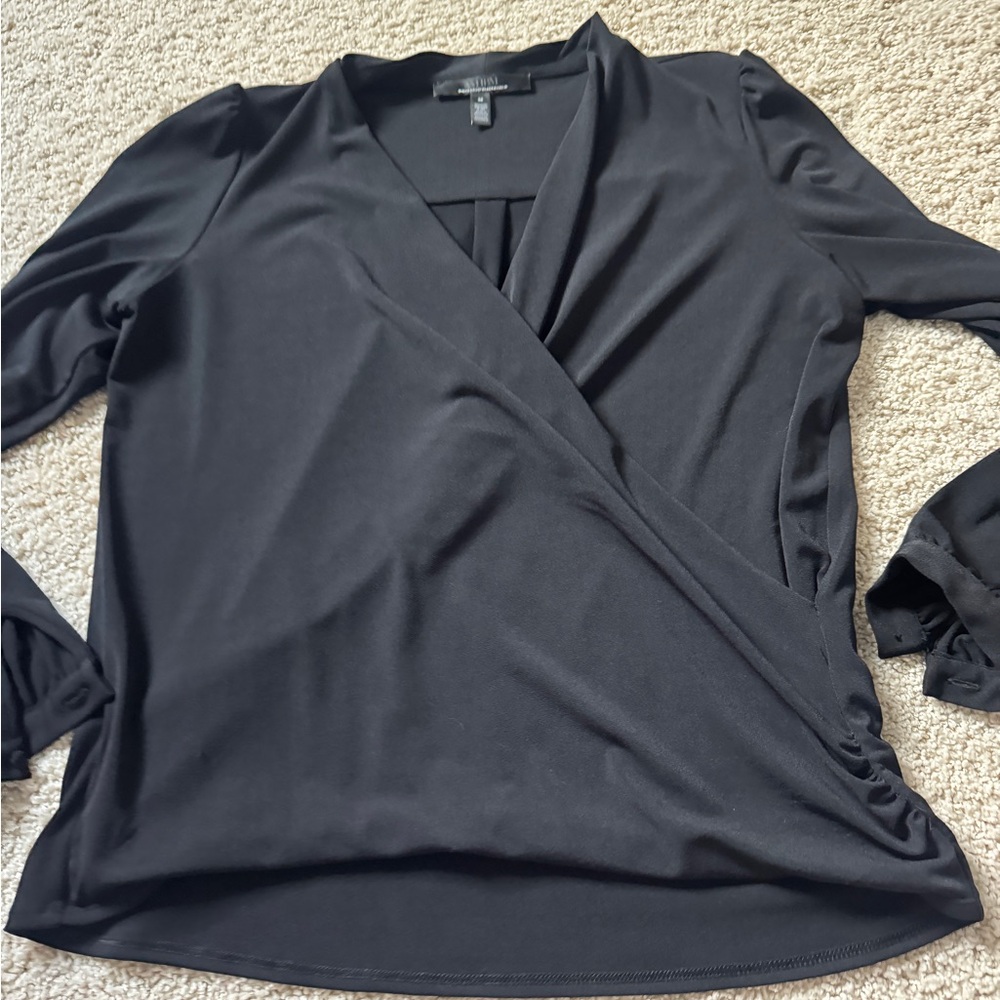 White house black market Wrap long sleeve Blouse medium
